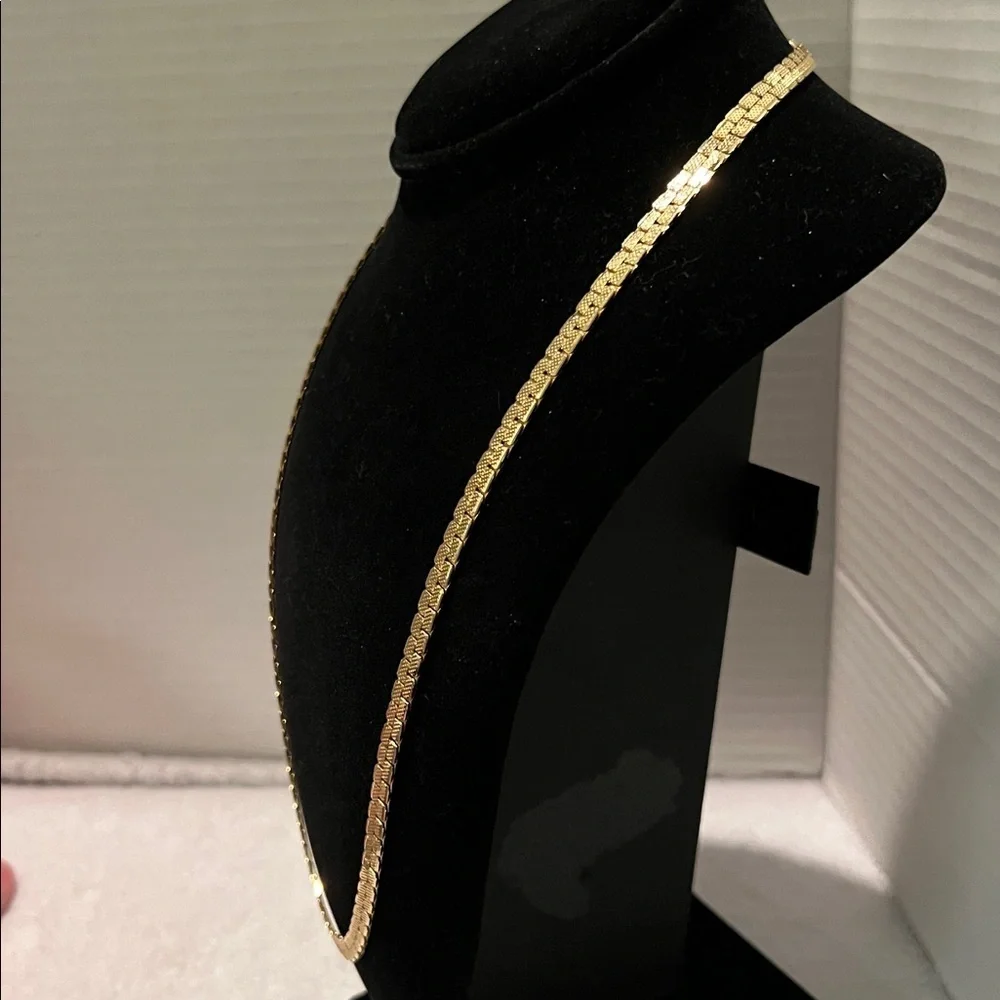 14k Gold Plated Simple Flat Square Linked Necklace
